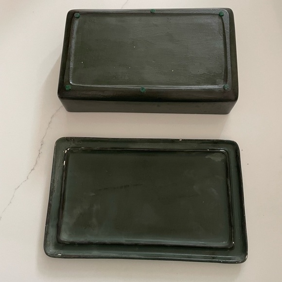 Antique Fox Hunt Ceramic Decorative Box. Made in Italy early 1900’s. - Picture 6 of 9